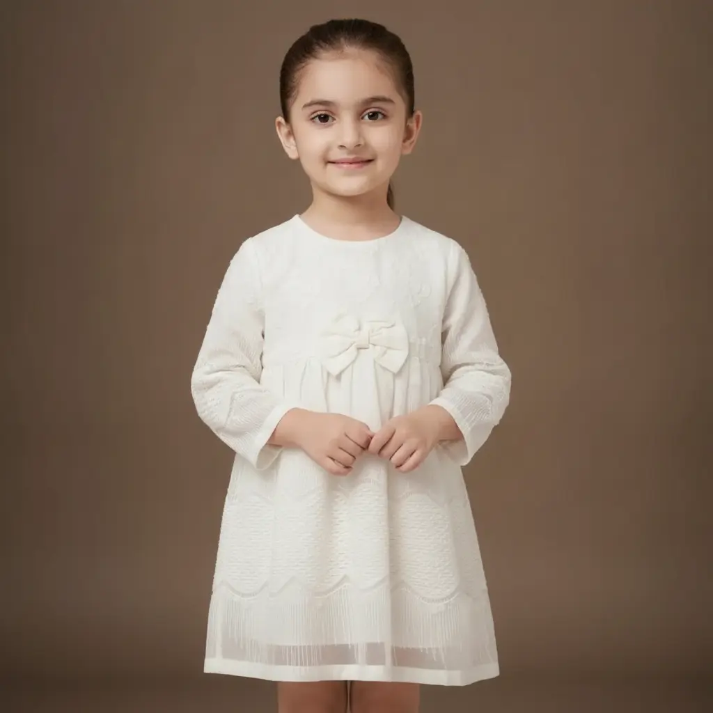 AI Generated Minnie Minors Girls White Frock Studio Shot Dark Background