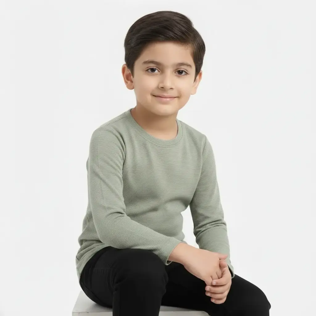 AI Generated Minnie Minors Boys Mint Tshirt - Sitting Studio Pose