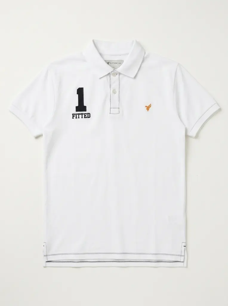 AI Generated ELO Men White Polo - Wrinkle-Free Flat Lay