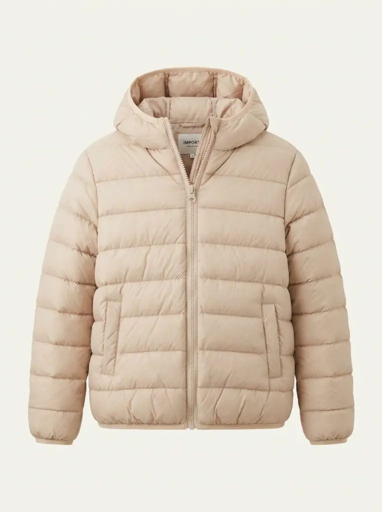AI Generated Imported Skin Puffer Jacket Professional Catalog Image