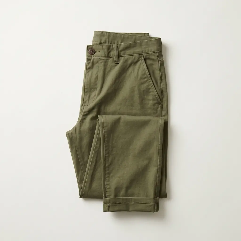 AI Generated Carom Olive Pant Clean Flat Lay