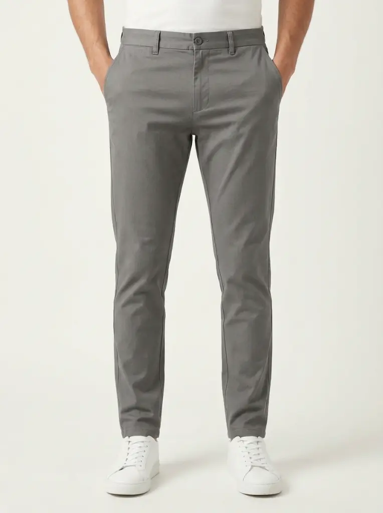 AI Generated Carom Grey Pant Studio Shot - Hands in Pockets