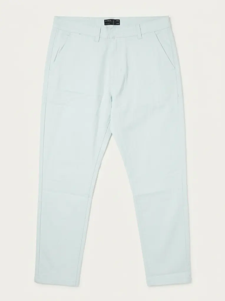 AI Generated Carom Men light SkyBlue Pant - Flat Lay Off-White Background
