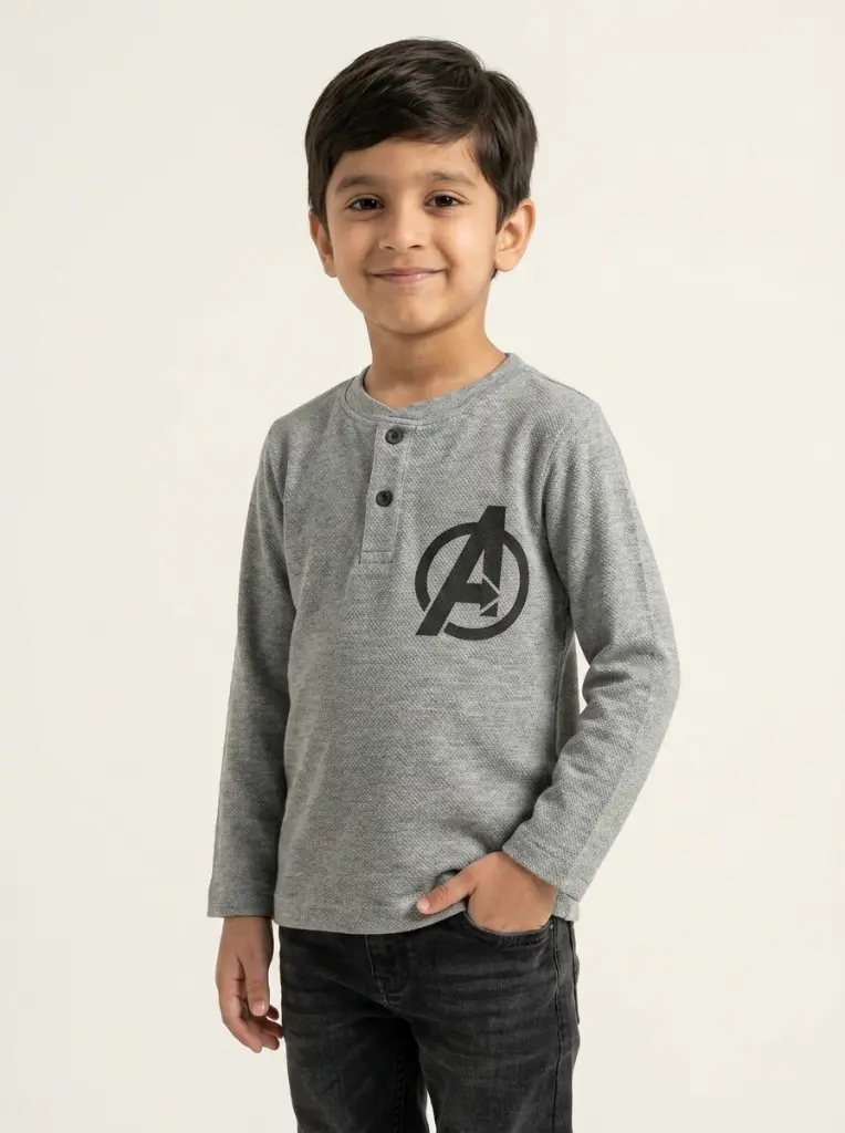 AI Generated RollOver Boys Avengers Grey Full-Sleeve Shirt Studio Image - New Pose