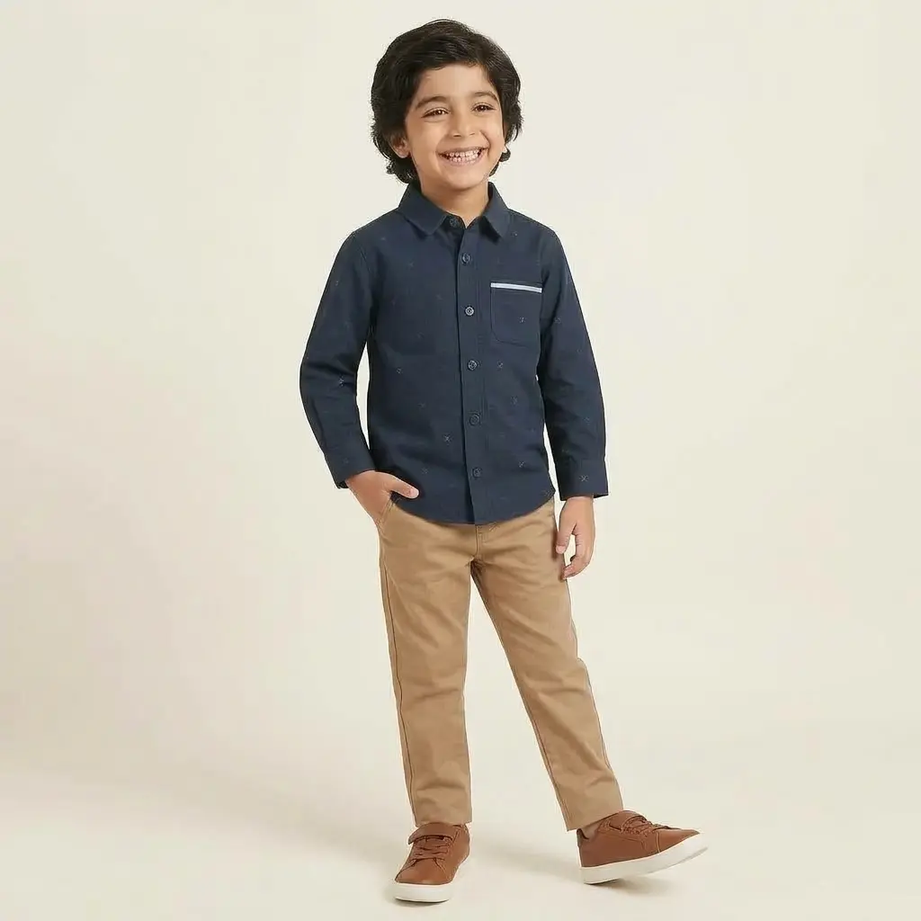 AI Generated LC Blue Casual Shirt - Alternate Pose