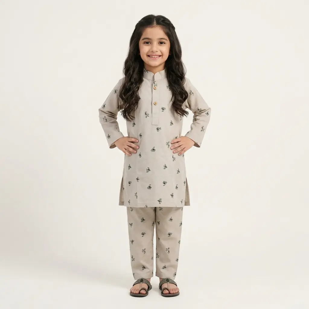 AI Generated PepperLand Beige 2pc Suit on Girl Model