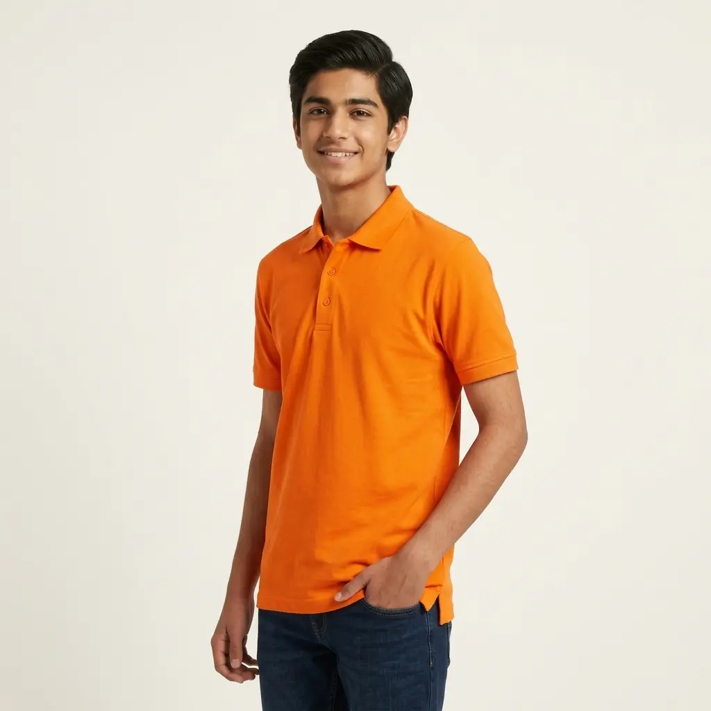 AI Generated PayPerWear Orange Polo - Alternative Pose