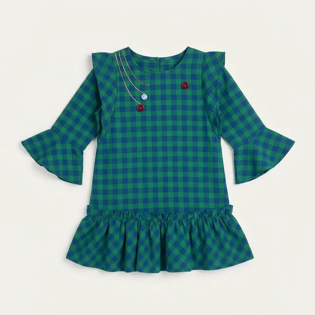 AI Generated HNO Girls GreenBlue Top - Flat Lay Photo