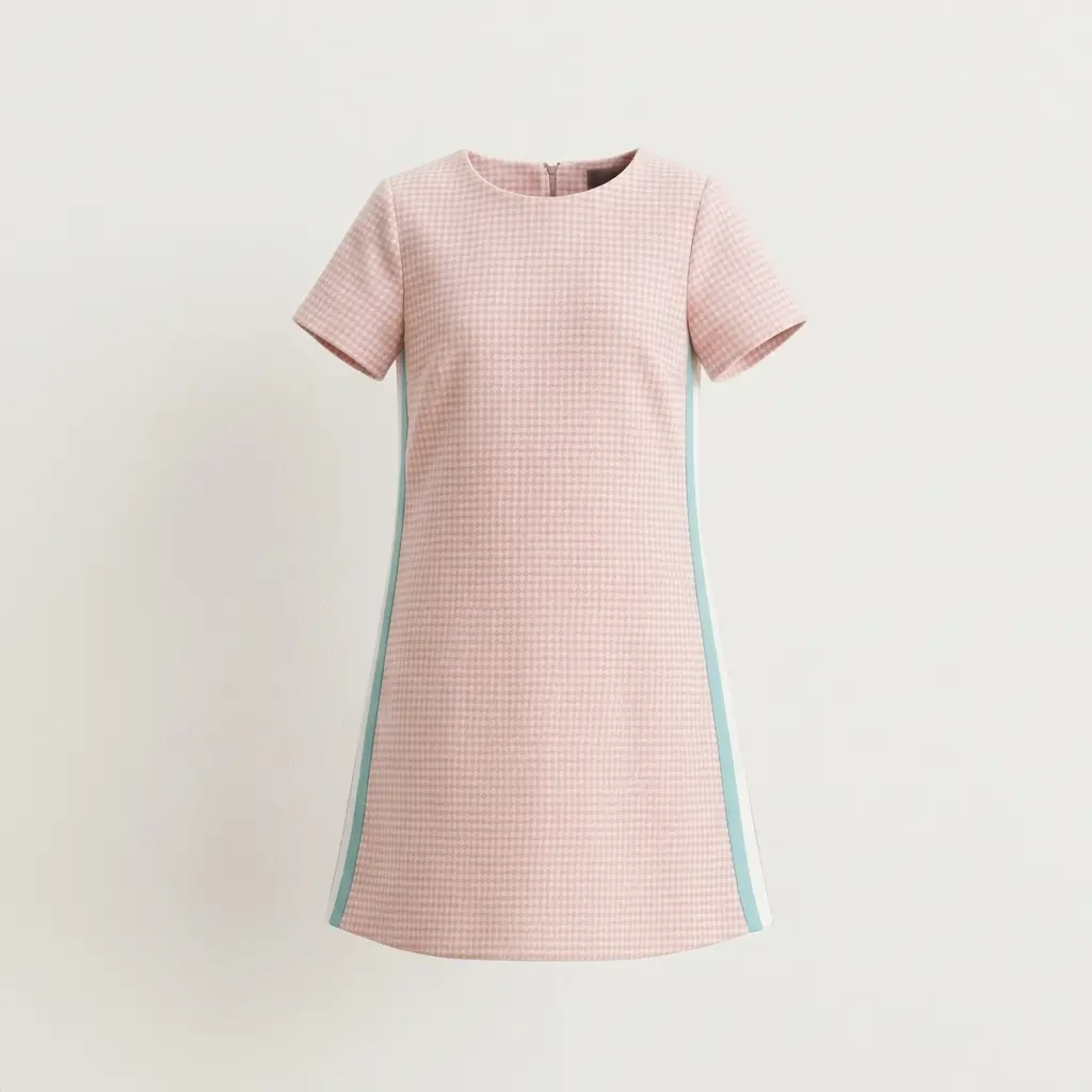 AI Generated Breakout Girls Pink Woolen Dress - Off-white Background