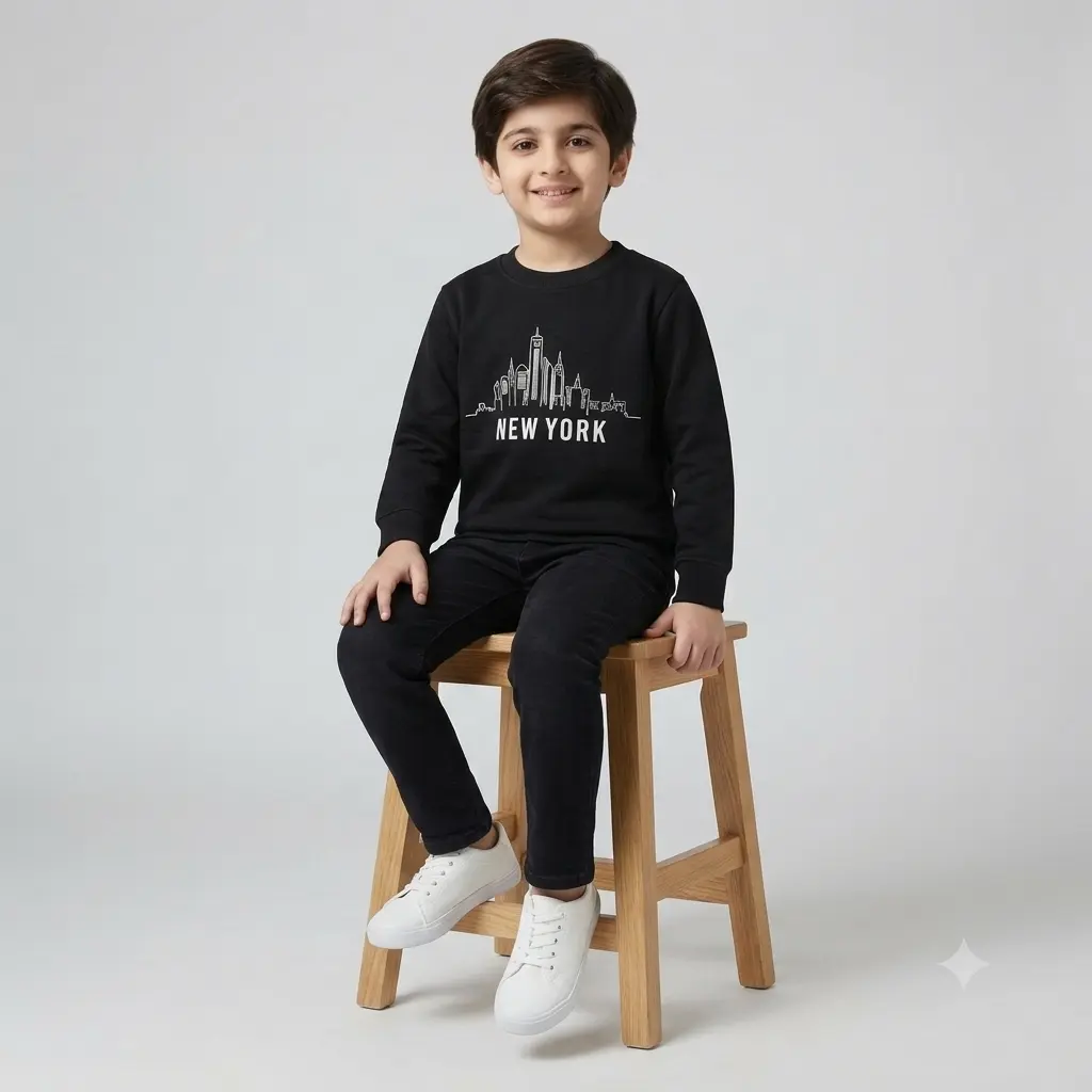AI Generated Minne Minors Black NY Sweatshirt - Alternative Pose