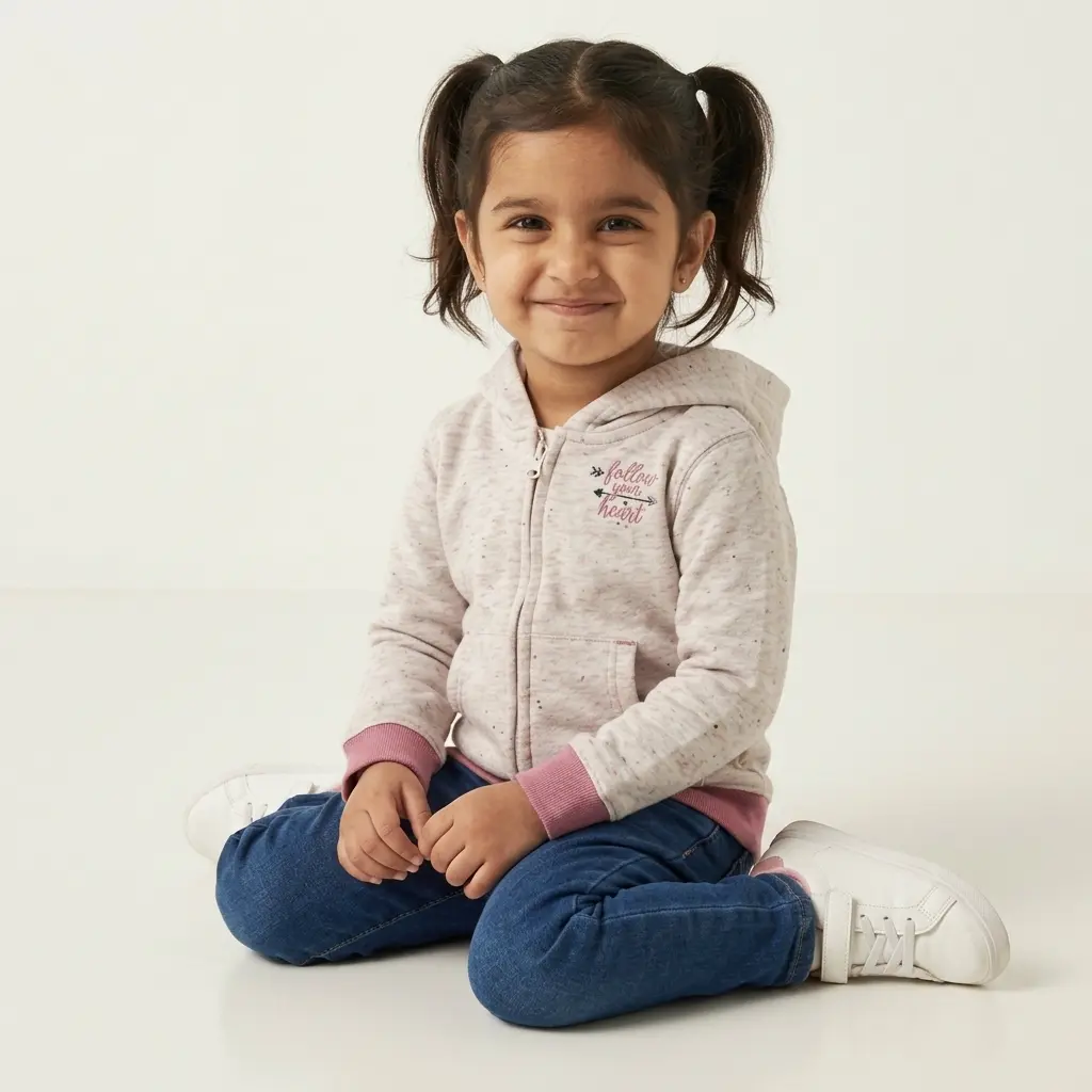 AI Generated RollOver Girls Zipper Hoody Sitting Pose