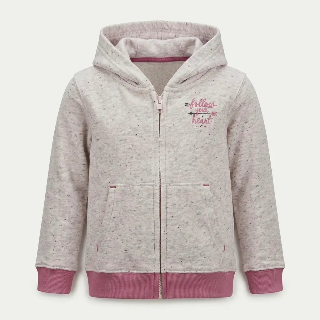 AI Generated RollOver Girls Zipper Hoody Flat Lay