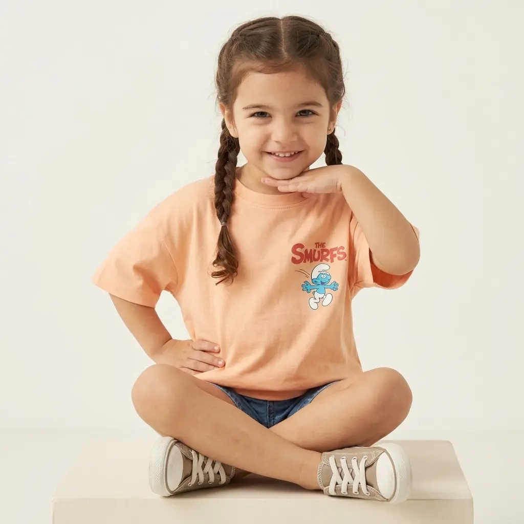 AI Generated Rollover Light Peach baggy T-Shirt New Studio Pose