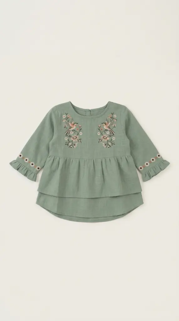 AI Generated Sapphire Green Top - Flat Lay