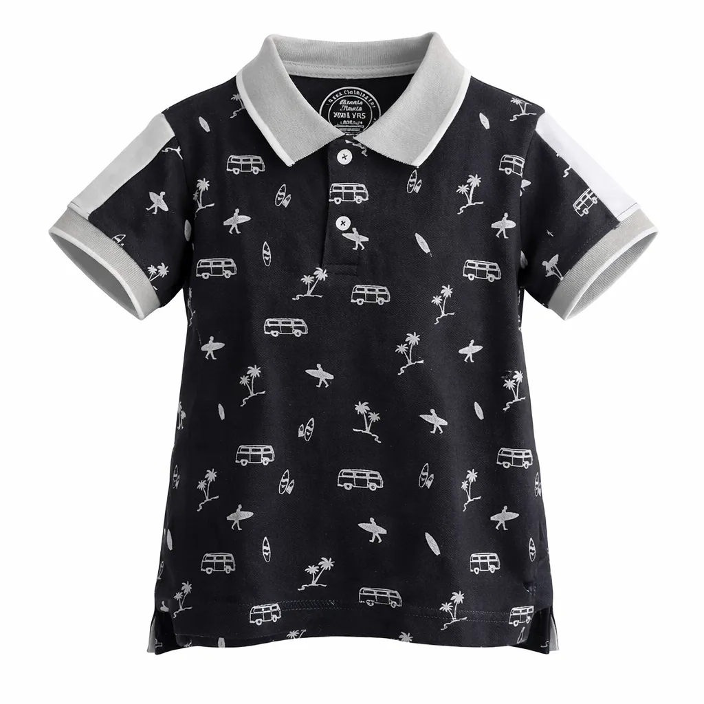 Minnie tinnie Boys Black Polo (1-2Y)