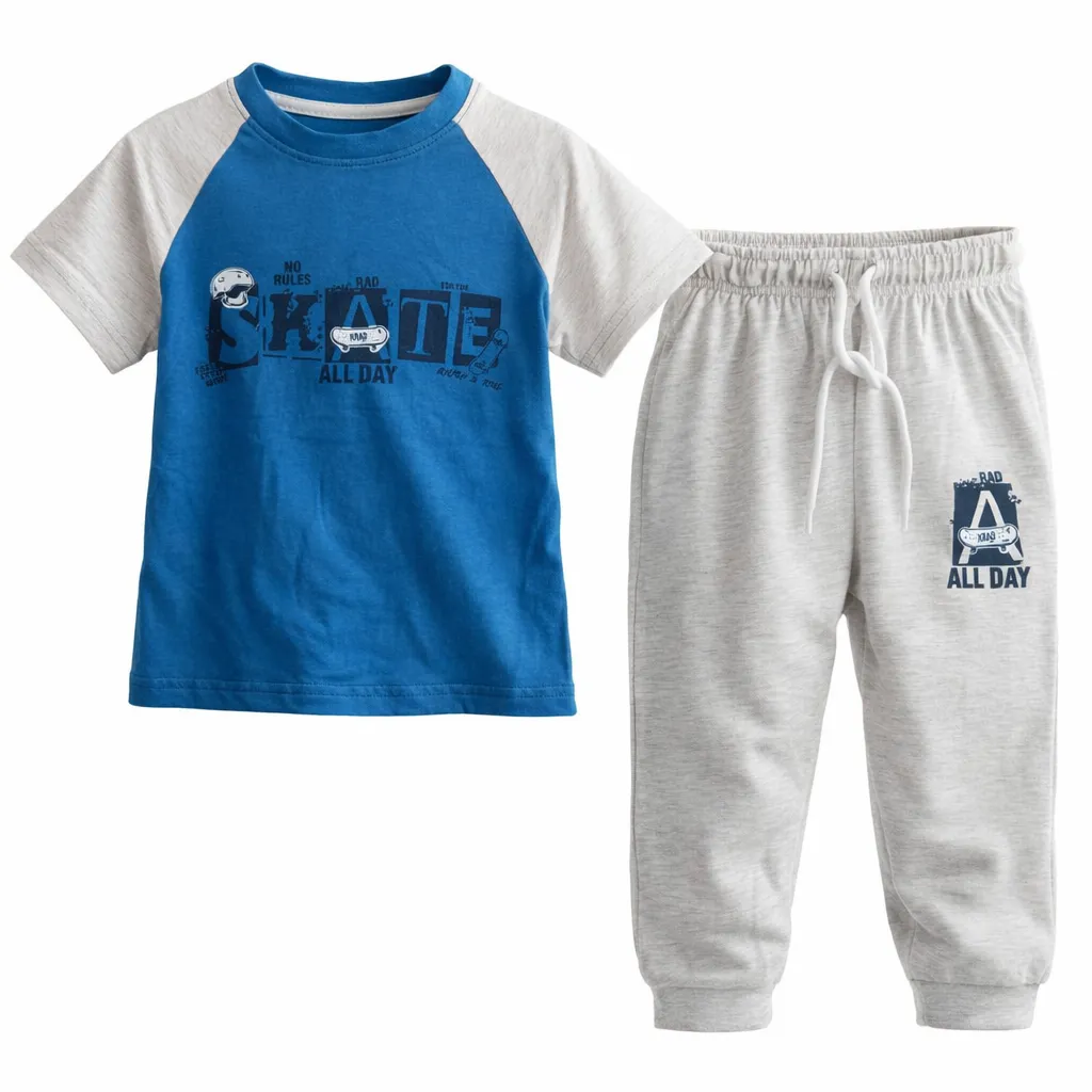 Minnie Tinnie Boys Grey Blue Co-Ord Set (2-3Y)