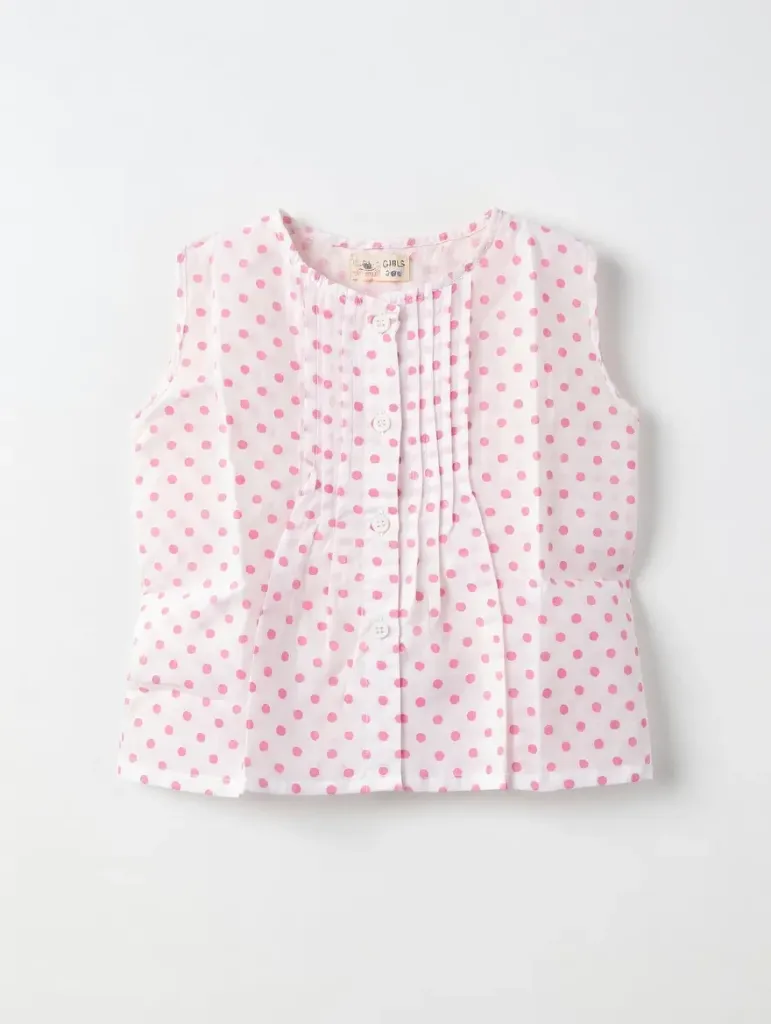 Rollover Girls White Pink Top