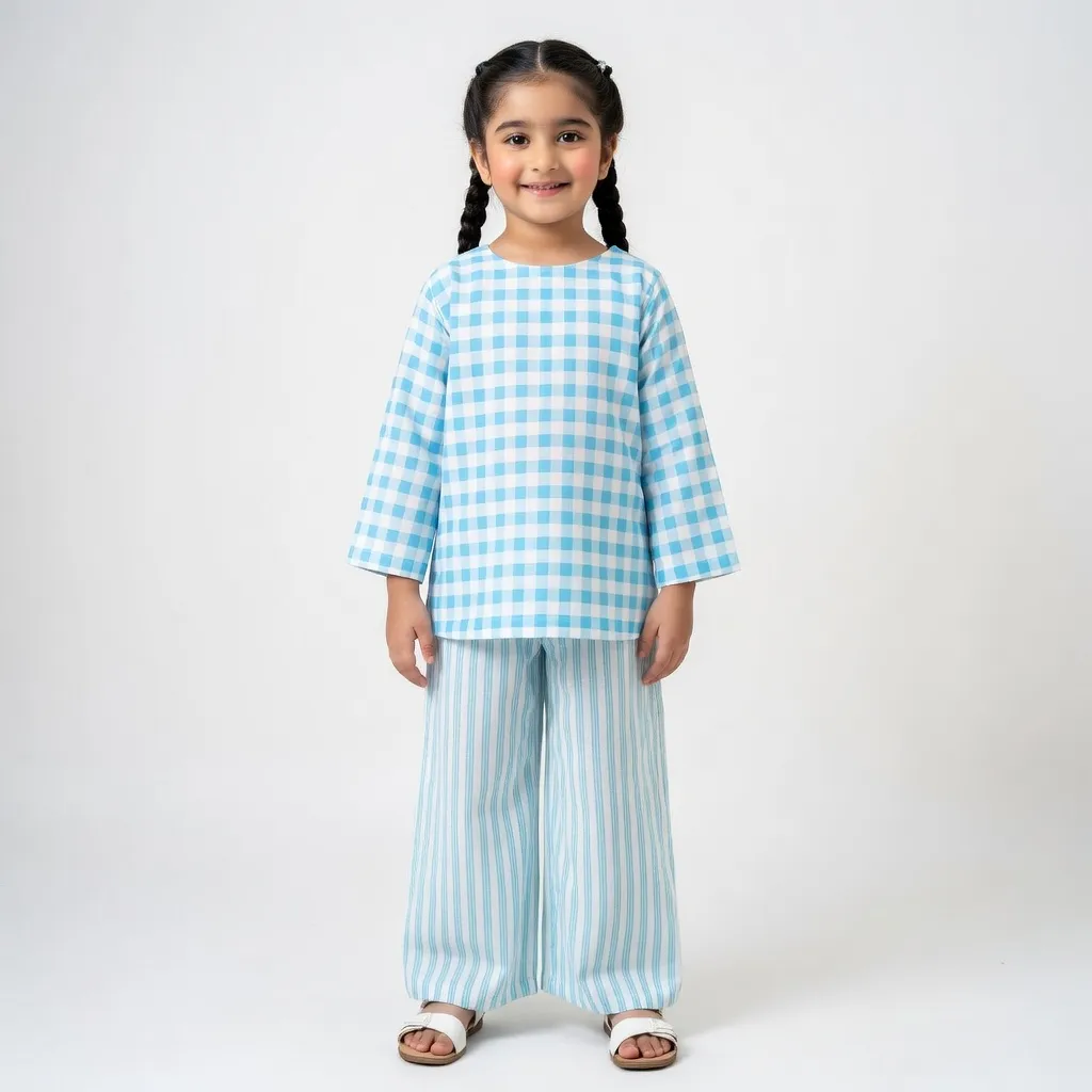 PepperLand  Girls Check Co-Ord set