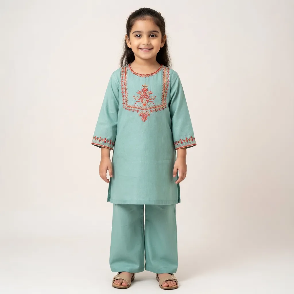 PepperLand  Girls Mint Suit (7-8Y)