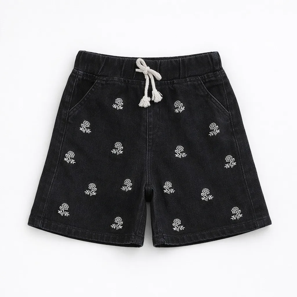 Turtle Girls Black EMB Short (9-12M)