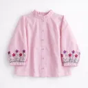 Rollover Emb Pink Top