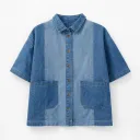 RollOver Girls Dual Tone Denim Top