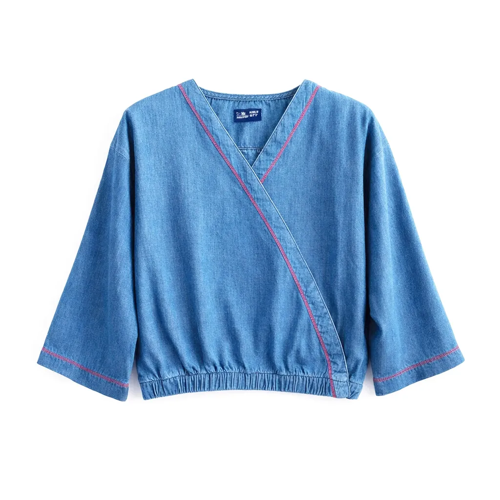 RollOver Girls Overlap Denim Top
