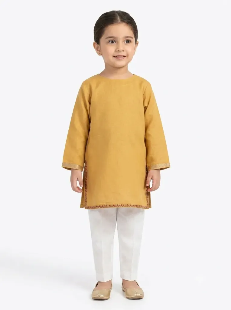 Rollover EMB Mustard Kurti (3Y)