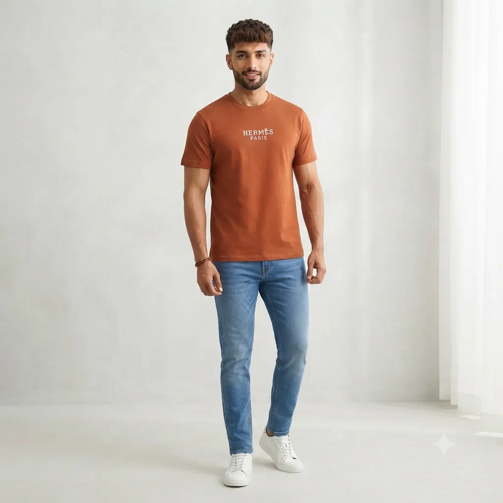 Men Hermes Brown Tshirt