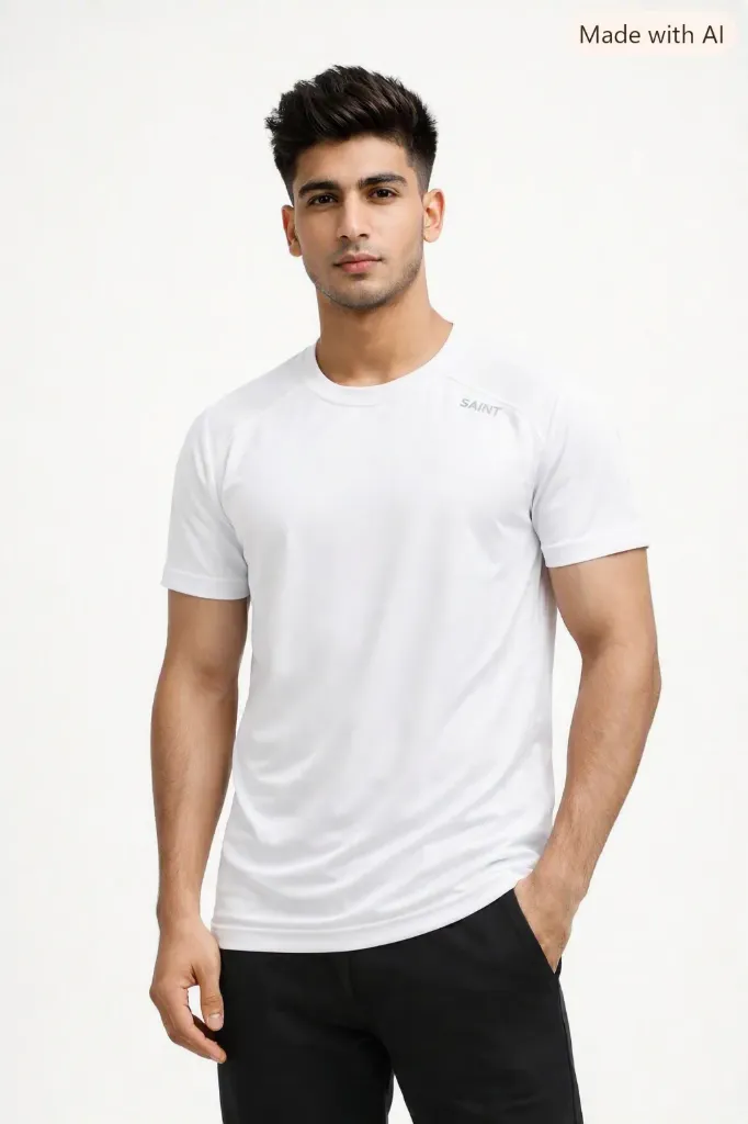 Men Dry Fit White T Shirt