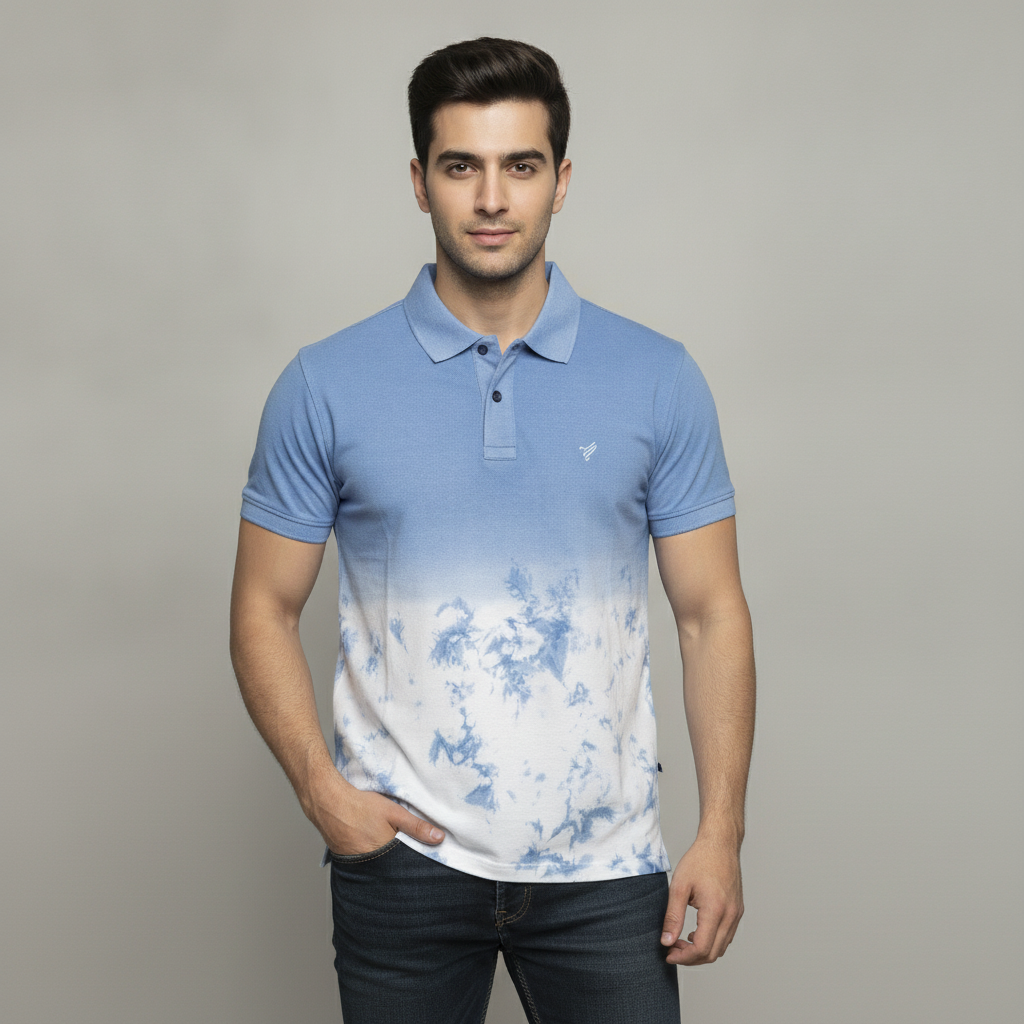 ELO Men Blue Tie&Die Polo