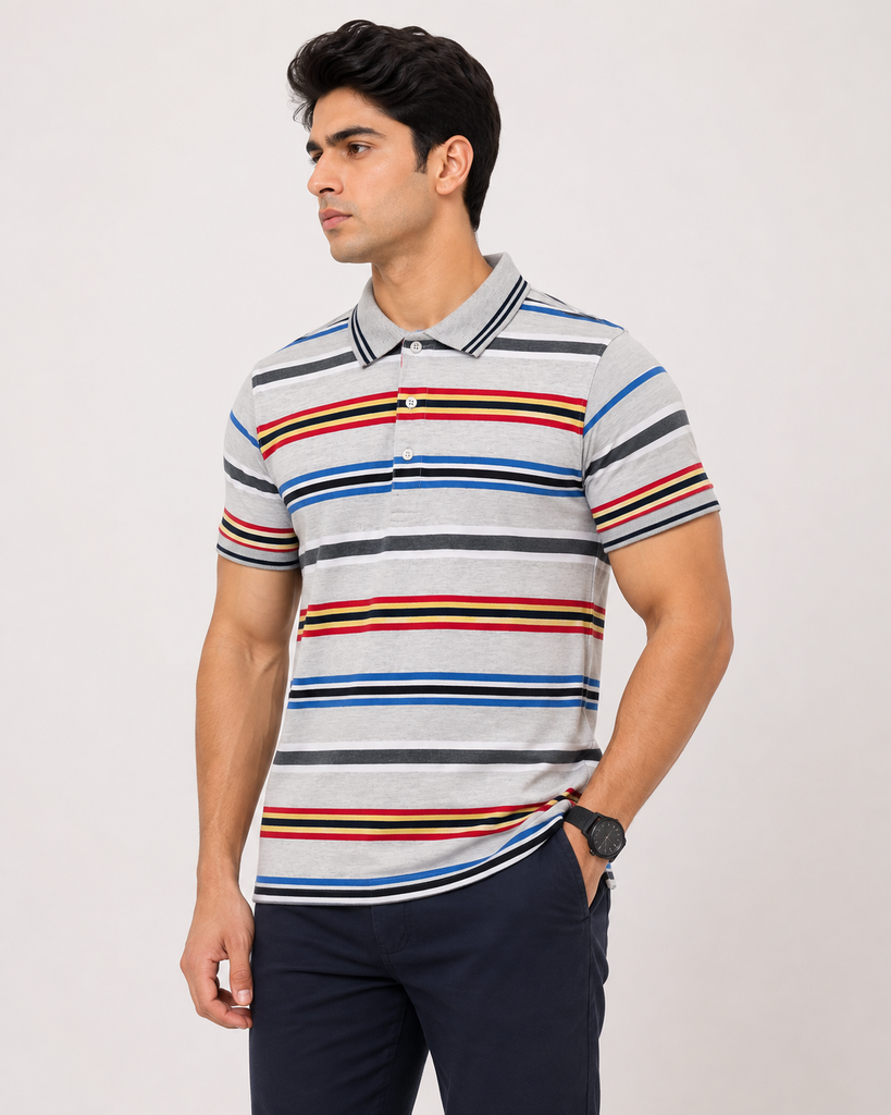 LC Men GreyBlue Polo (M)