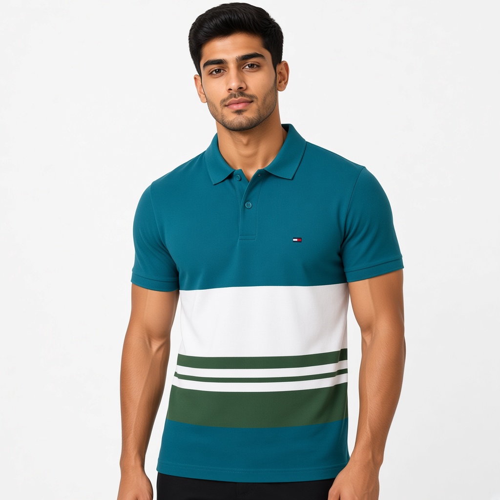 LC Men GreenWhite Polo