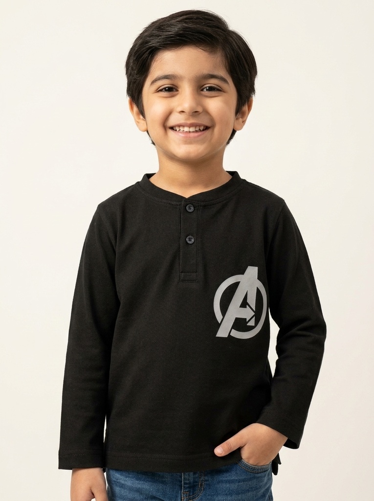 RollOver Boys Avenger Black Fullsleeve Shirt (2-3Y)