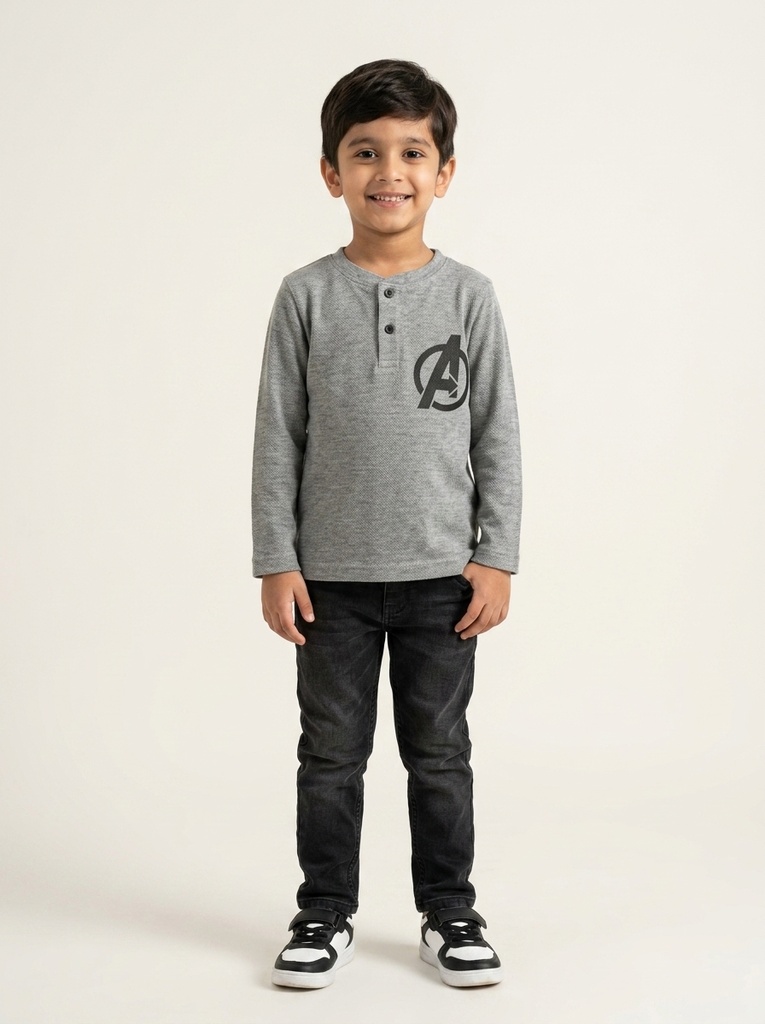 RollOver Boys Avengere Grey Fullsleeve Shirt (2-3Y)