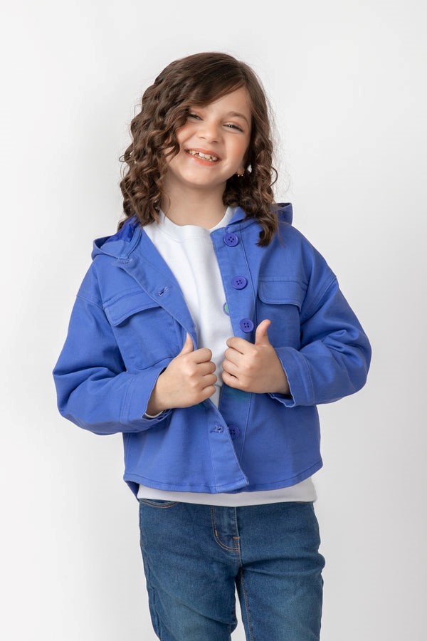RollOver Denim Blue Jacket with Hoodie (9-10Y)