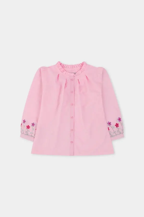 Rollover Emb Pink Top