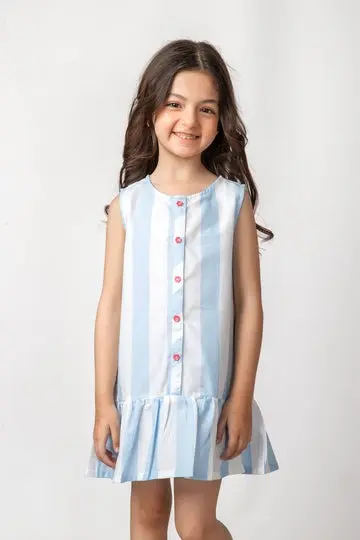 Rollover Skyblue&white Printed Top