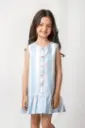 Rollover Skyblue&white Printed Top