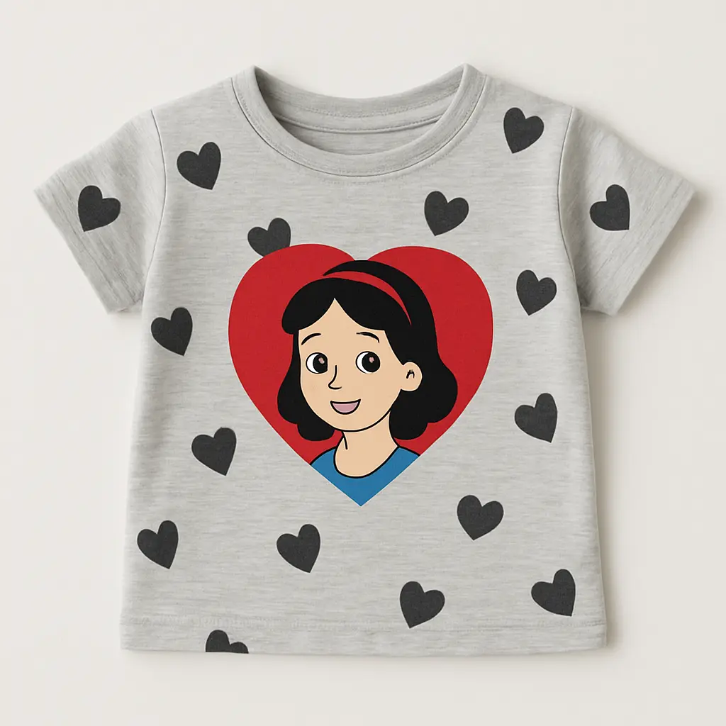 MM Gray T-Shirt with Black Heart