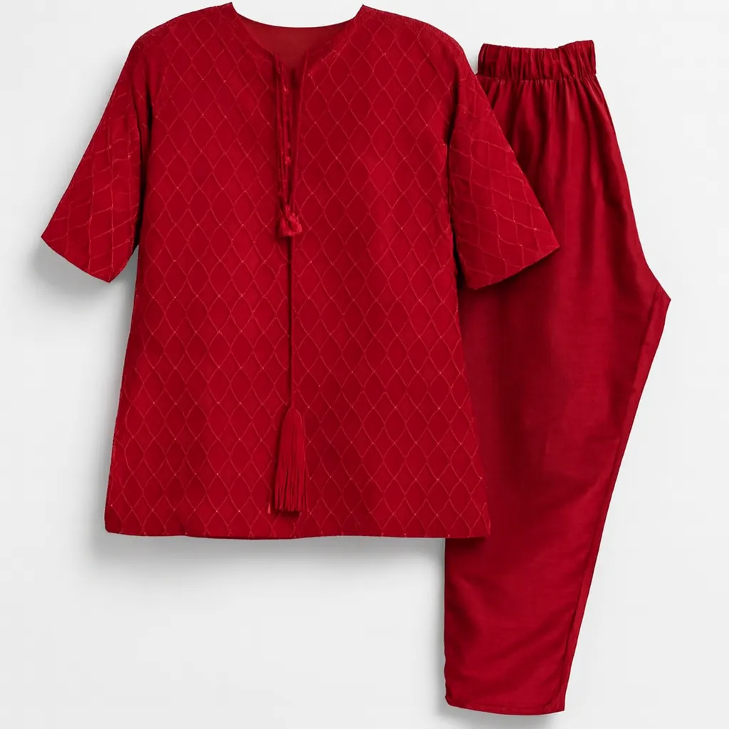 Eye Kandy Red Mahroon 3PC Fancy Dress (1-2Y)