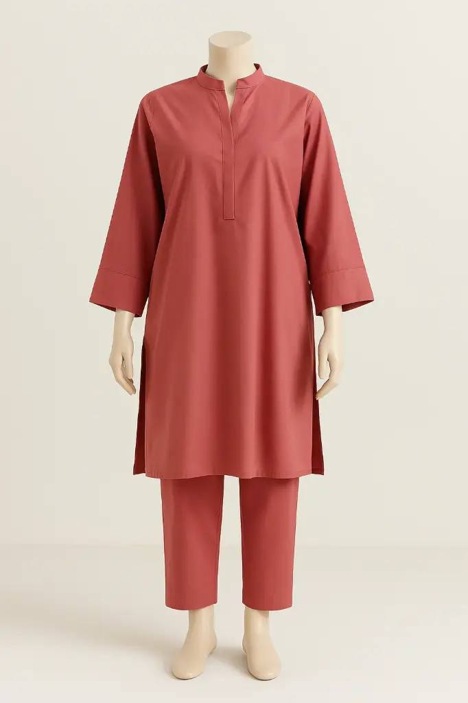 Cross Stitch Dark Peech 2Piece Suit