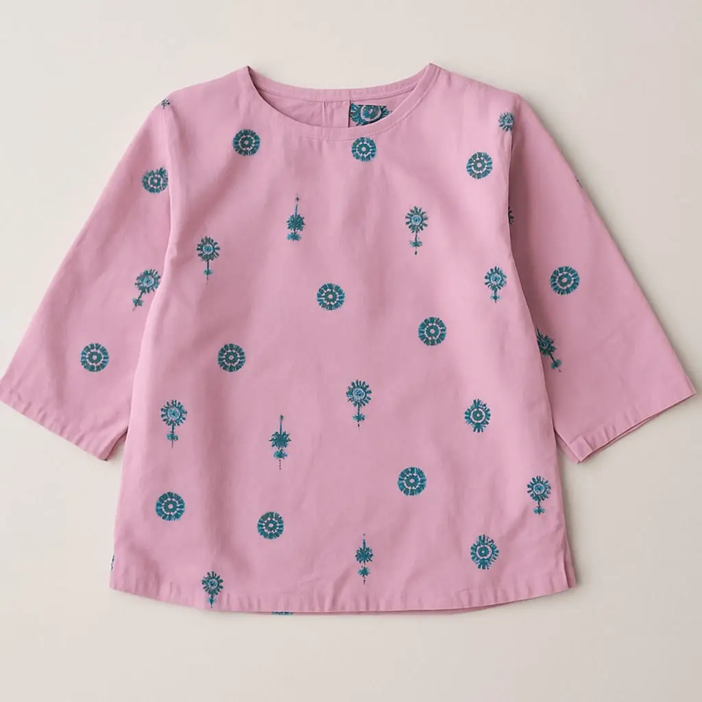 Rollover EMB Baby Pink Top