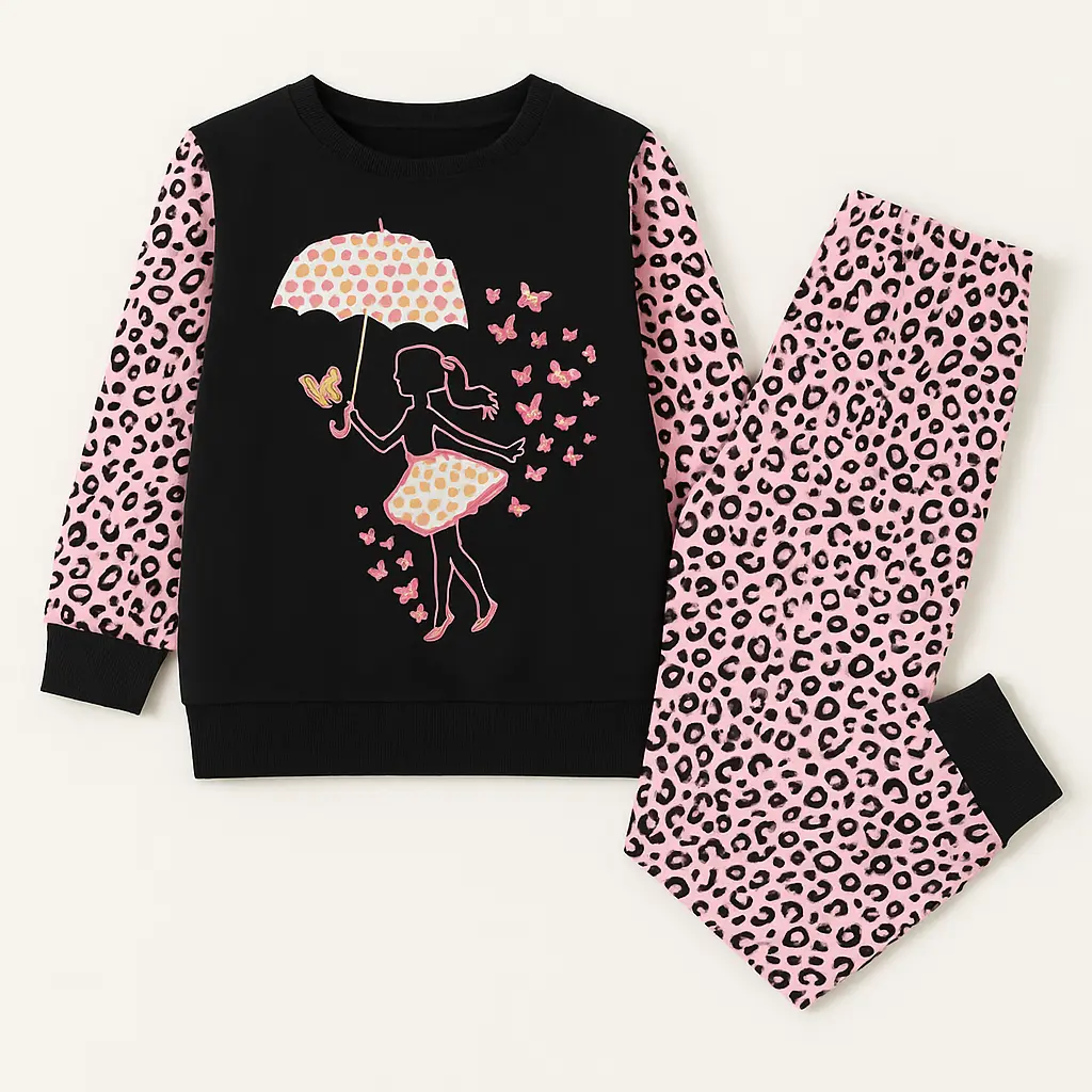 Minnie Tinnie Girls Black Pink Co-Ord Set