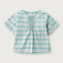 Rollover White Plaid Top