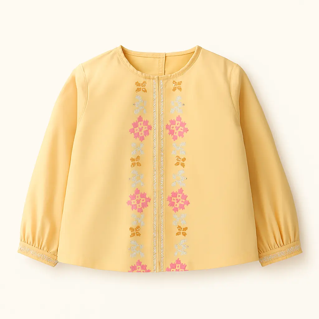 Rollover Beige Embroidered Top