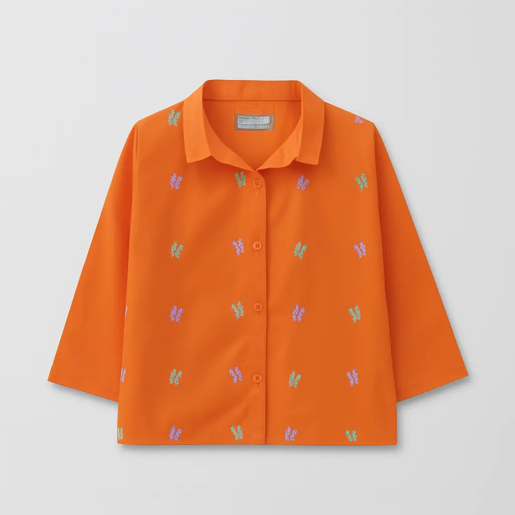 RollOver Embroidered Orange Top