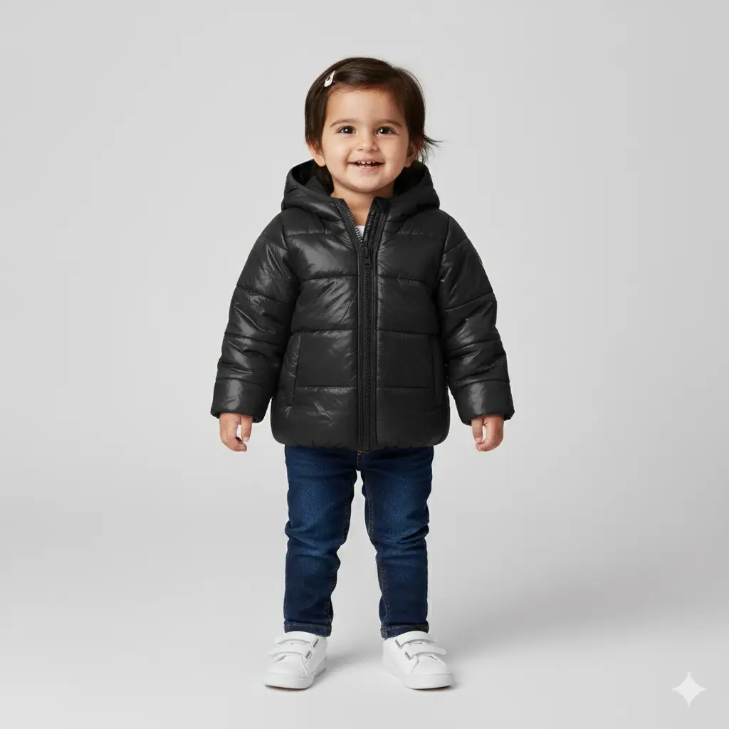 RollOver Girls Black Puffer Jacket