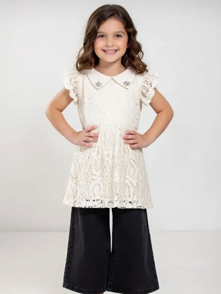 Breakout Girls Off white Top (2-3Y)