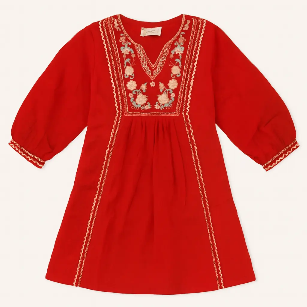 Hopscotch Girls Emb Red Top